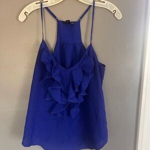 Bloomingdales Aqua Blue Ruffled Women's Tank Top